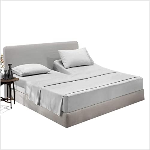 Top Split California King Flex Head Sheet Set for Sleeep Number Mattress Fits Deep Pocket Bed Super Soft and Cool 4 Piece Set with Pillowcases 28" Top Split (Light Gray) image 2