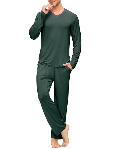 Image of JINSHI Men's Pajama Sets Soft Lightweight Sleepwear Nightwear with Pocket