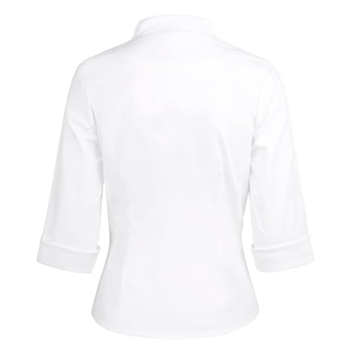 YARN & INK Women's Elegant Classic-Fit Casual Blouses Button Down 3/4 Sleeve Dressy Shirt 1950s Retro Work Office Tops2