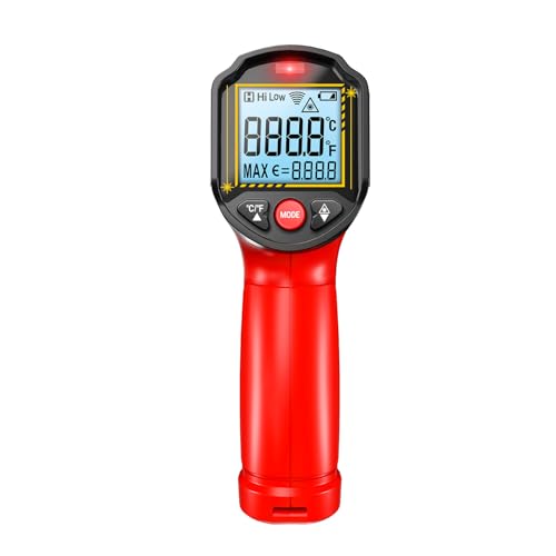 RASTKY Termómetro Infrarrojo Mediciones Precisas Alarma Alta/baja para Controles de Sistemas Industriales, Automotrices y HVAC/R Tamaño ABS 3.70 Oz (rojo)