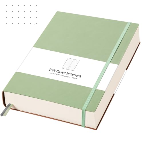 Bullet Journal A4 pointillé AHGXG vert clair avec 320 pages et pochoirs