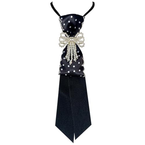 RONGXG Polka Dot Bow Tie for Women, Adjustable Pre-Tied Printed Neck Bow Fashion Classic Bow Tie for Wedding Party JK Uniform (Black, one size)