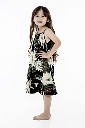 Image of Family Matching Hawaiian Clothes, Wispy Cereus Black | Lightweight 100% rayon • Family matching outfits • Tropical floral print • Beach vacations • Luaus • Cruises • Family photos