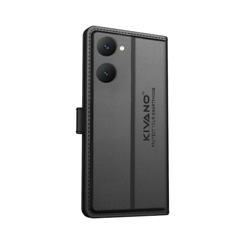 Image of Compatible with iQOO Z9 Lite 5G / Vivo Y28S 5G / Vivo T3 Lite 5G / Vivo Y18 4G / Vivo Y18e 4G / Vivo Y18i 4G Flip Cover | Leather Finish | Inside Pockets & Inbuilt Stand Black
