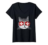 Photo Gallery donna swiss switzerland flag country roots cat lover pride gift maglietta con collo a v Photo Gallery donna swiss switzerland flag country roots cat lover pride gift maglietta con collo a v