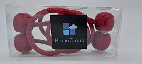 Image of Home Cloud Magnetic Curtain Tiebacks Curtain Drape Holdbacks Clips Rope Holder Buckles for Home Bedroom Office (1 Pair 2pcs, Maroon)
