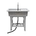 Freestanding Plastic Laundry Sink with Washboard, Utility Sink Tub with Faucet, Hoses and Drain Kit for Washing Room, Basement, Garage, Garden (31.5x22.05x31.5in, Gray)