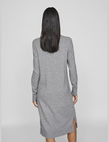 Vila Damen Viril Crew Neck L/S Midi Dress-Noos Kleid, Medium Grey Melange,S – Ansicht 3