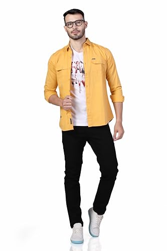 Image of Men's Cotton Twill Utility Shirt | Full Sleeve Button-Down Casual Shirt | Dual Chest Pockets | Comfortable Regular Fit | Everyday Wear
