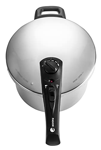Fagor Duo Pentola a Pressione 7,5 Litri, Induzione, Express Super Rapida, Acciaio Inox. 18/10, Tipo Cucina, Fondo Termo Diffusore, 2 Livelli di Pressione, 5 Sistemi di Sicurezza, Include Chiusura