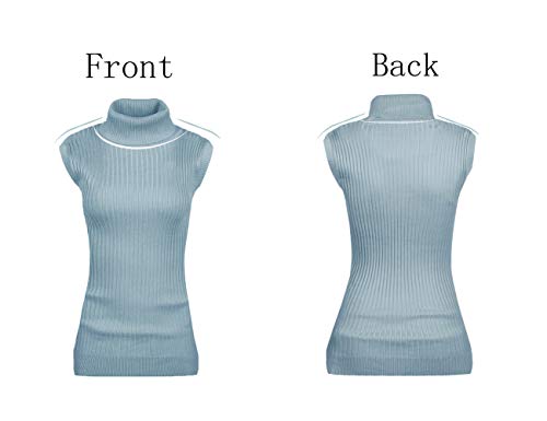 Image of v28 Women Sleeveless High Neck Turtleneck Stretchable Knit Sweater Top