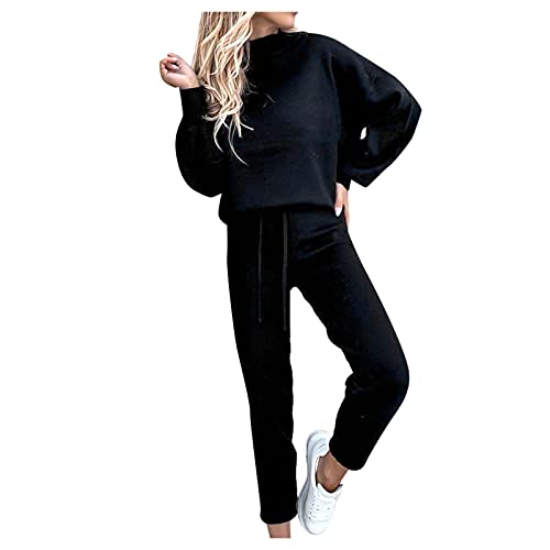TDEOK Traje de chándal para mujer, cálido, de invierno, de algodón, con capucha, Y2k, para deporte, para el ocio, para adolescentes, niñas, traje de casa de 2 piezas para deporte, para correr, yoga,