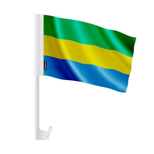 Drapeau Voiture Gabon 30x45cm pour pavoiser vos cortèges et célébrations culturelles