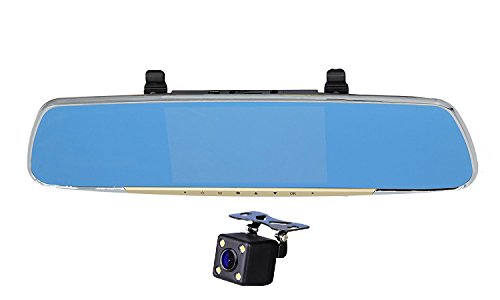 XSD Cámara DVR Video Grabador Ultra HD 1296P Frente 1080P Trasero Espejo retrovisor antirreflejo Doble lente con lente IPS 5 " Modo Noche Superior Tarjeta gratuita de 16GB