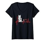 Photo Gallery donna tabby cat heartbeat ecg funny cats & kitten lovers maglietta con collo a v Photo Gallery donna tabby cat heartbeat ecg funny cats & kitten lovers maglietta con collo a v
