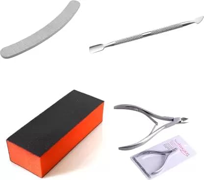 Professional Nail Care Kit with Buffer Block, Metal Pusher and Filer, Cuticle Cutter, Multicolour-picture-31