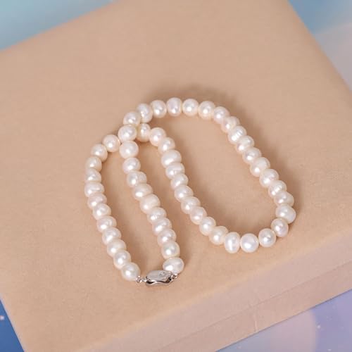 Qapawe Natural Freshwater Pearl Necklace Set For Women | Including Pearl Bracelet And Pearls Earrings | White Pearls Jewelry Set For Mother thumb #5