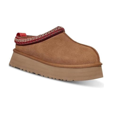 NOTRYA Women's Slippers Platform Mini Boots Slip on Fur Fleece Lined Suede Short Ankle Boots House Slippers Anti-Slip Boot, Castanho