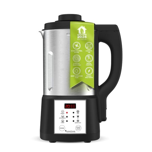 TurboTronic Suppenkocher Suppenbereiter 1,6L, 1000 W, 6 Programme, Suppenautomat, Multikocher, Smoothie-Maker, Baby-Nahrung, Familie (Silber)