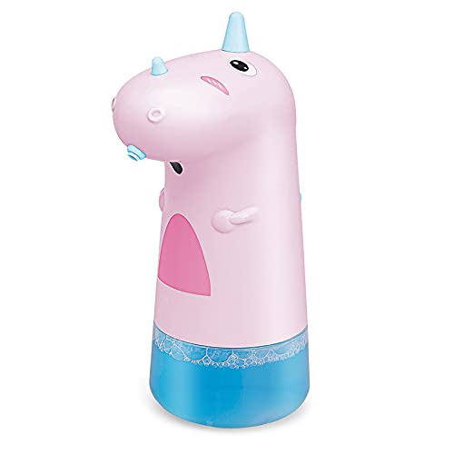 250 ml Cute Unicorn Automatic Soap Dispenser Foam Cartoon Non-Contact Hand Disinfectant Bottle ABS Child Bathroom (Pink)
