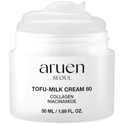 TOFU COLLAGEN CREAM 80 | Skin Tightening | 80% Fermented Soy Milk + Niacinamide + Bean Essence | Korean Glass Skin Moisturizer | Slime Texture Milk Jelly | Fragrance-Free & Vegan (1.69 fl.oz)
