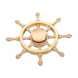 CVUTOVO Messing Schiffssteuerrad mit Antiker Optik Drehbarer Griff Dekoratives Accessoire für Maritime Themen und Literarische Atmosphäre im Büro