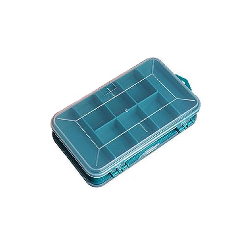 Double Side Tool Storage Box, 13 Compartments Transparent Small Parts Organizer Box, Portable Hardware Storage Case for Screws, Nuts, Nails (Green)