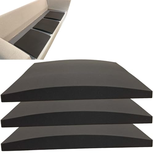 FKAIIN Couch Cushion Support 3-Piece Set - Black, High-Density 50D Foam, Repositionable & Cuttable, Fix Sagging Cushions, Comfortable, Durable, Fits All Removable Cushions, 20x20x2 Inches Each