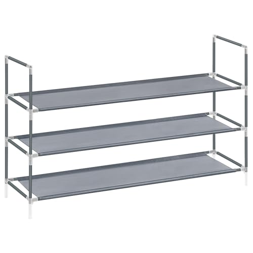 Image of SONGMICS 3-Tier Shoe Rack, Shoe Storage for Hallway Closet, Slim and Space-Saving, Metal Frame, Non-Woven Fabric Shelves, Grey ULSH053G01V1