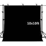 MME 10x10ft Black Photo Video Photography Background Studio Non-woven Fabric Backdrop Screen PURME005