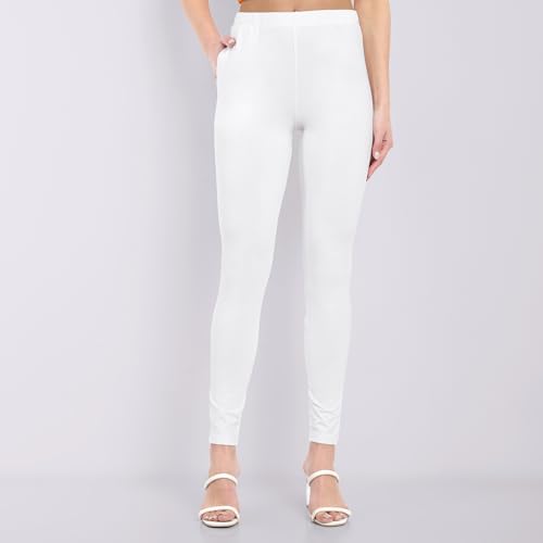 Image of ONE SKY Women Full Length Leggings | Cotton Modal Spandex Blend | High Waist Stretchable & Bio-Washed Fabric | Colour-Lock Technology | Comfortable Leggings for Women