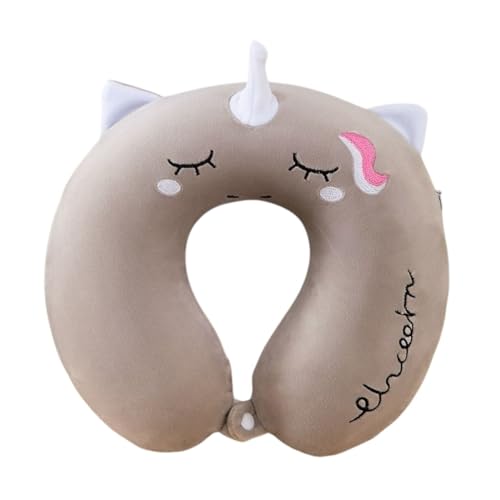 Image of Soft and Comfortable Cartoon Designed U-Shaped Kids Travel Neck Pillow for Airplane Car Flight Head Neck Support for Boys and Girls (Pack of 1, Grey)