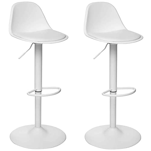 Tabourets de bar blancs réglables lot de 2 pour cuisine