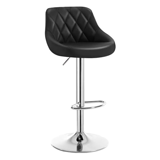 WOLTU 1er Barhocker Barstuhl, leichte reinige Kunstleder, Gute gepolsterte Sitzfläche, Höhenverstellbar, 360° Drehbar, Farbwahl, in Schwarz