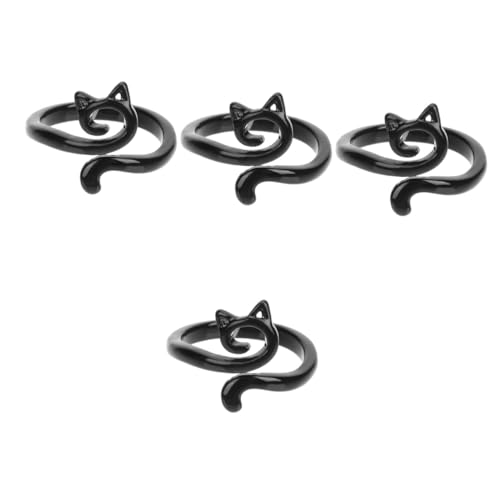 Petits cool pour femmes anneaux ouverts bague noire réglable