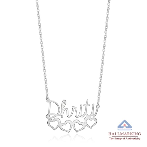 Image of TRUESILVER ACPL Personalized 925 Sterling Silver Name Necklace for Women & Girls | Customized Name Pendant Necklace | Custom Jewelry Gift for Birthday Anniversary Wedding