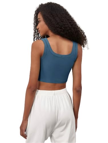 Image of Ben Martin Women's Cotton Stretchable Square Neck Sleeveless Tank Top