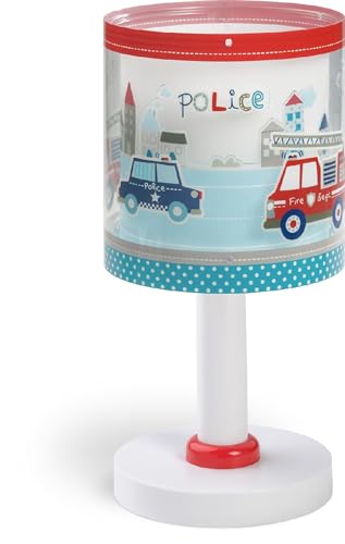 Dalber Lampe de chevet ou de table enfant Police Police Pompiers, 60611N, G4 - LED 4 W - Ampoule incluse, Bleu