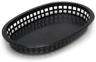 6X Fast Food Polypropylene Chicago Platter Baskets, Black, 27x18x4cm, Burger, Chips, Hotdogs