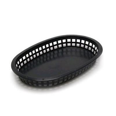 6X Fast Food Polypropylene Chicago Platter Baskets, Black, 27x18x4cm, Burger, Chips, Hotdogs