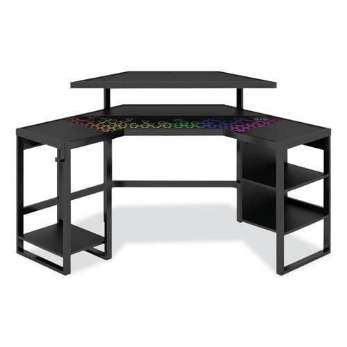Whalen LevelUp Gear LEET Corner Gaming Desk, 53.25" x 51.75" x 36.75", Onyx