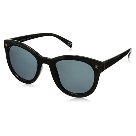 Foster Grant Women's Bria Rectangular Polarized Sunglasses, Black/Smoke POL, 51.4 mm