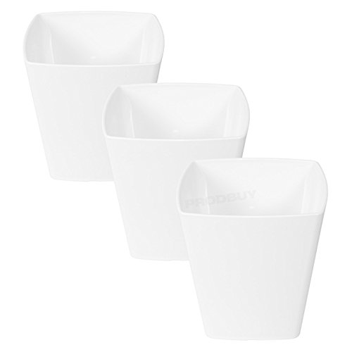ProdBuy Limited 3 x WHITE Square 14cm Plastic Plant Pot Cover Troughs