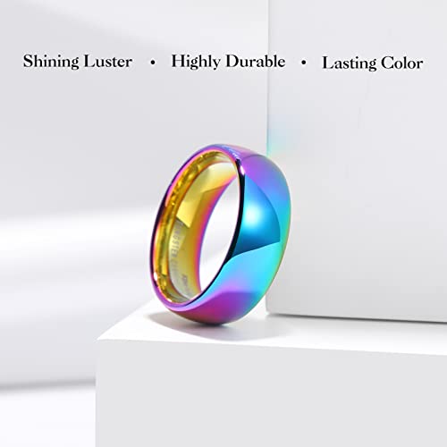 Image of King Will Men's Women's Tungsten Carbide Ring 24k Gold Plated Rose Gold Plated Domed Polished Finish Wedding Band