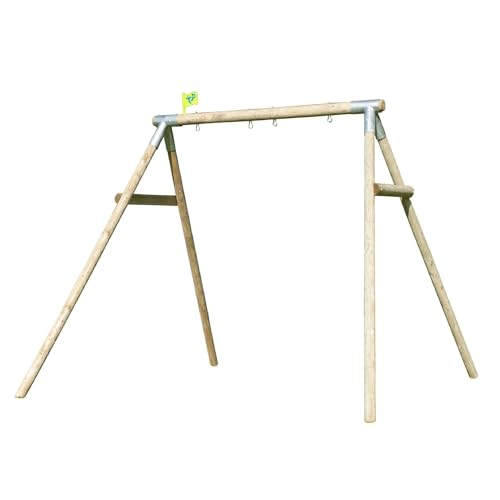 TP Toys Double Knightswood Swing Frame - FSC, 2-Seater Wooden Swing Frame For Kids Supplied With Ground Stakes. Double Swing Stand, Reinforced Bars and S-shaped Hook, Outdoor Hanging Stand, 3 years+