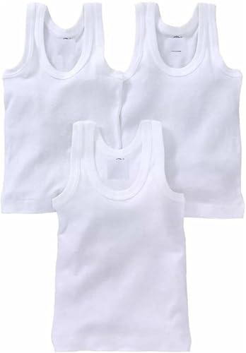 Image of DESNUDA Unisex White Cotton Sleeveless Kids Baniyan Sando Baby Boy Kids Vest Pack of 3