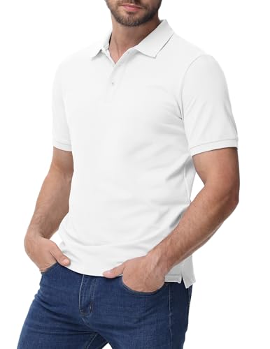 Image of MIER Men's Cotton Pique Polo Shirts, Short Sleeve Golf Work Casual Tops