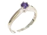 LBG 18ct White Gold ring with Natural Amethyst Womens Engagement Ring - Size U 1/2