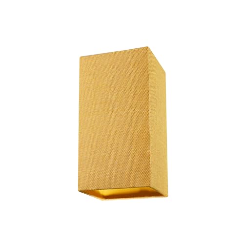 Modern and Stylish Textured Ochre Linen Fabric Tall Rectangular Lampshade for Pendant or Table Lamp Base - 25cm Height - 40w Maximum - Suitable for The Home or Business by Happy Homewares