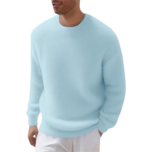 Chandail en tricot col rond pour homme en maille fine unie vêtement chic de mi-saison